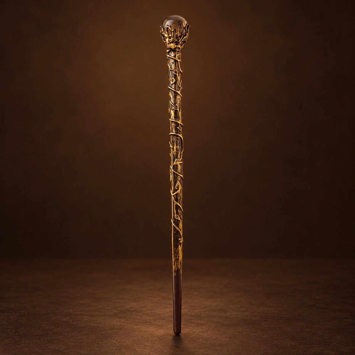 Magic wand topped with Smoky Quartz in a gold-tone setting