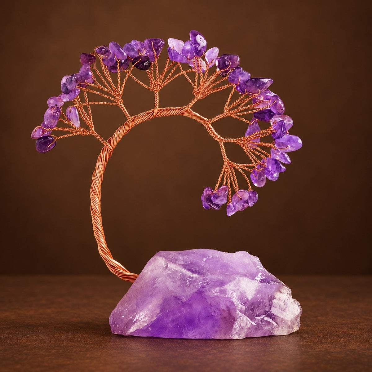 Amethyst chip tree of life on a raw Amethyst base